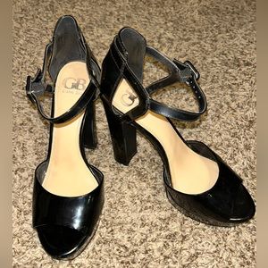 Black patent leather Ankle strap Block Heels